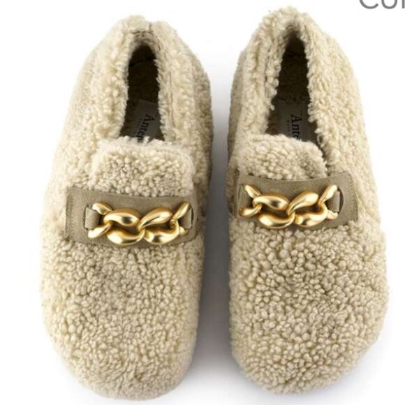 Italian slippers or street shoes full shearling inside/out rubber soles 10.5 ,11